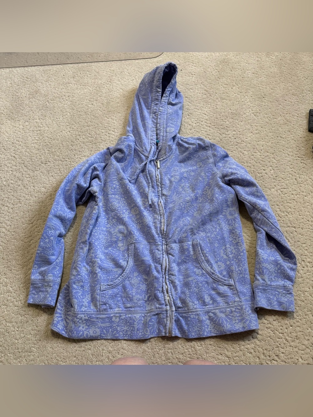 Fresh Produce Hoodie Women's Medium Blue Full Zip Hooded 100% Cotton